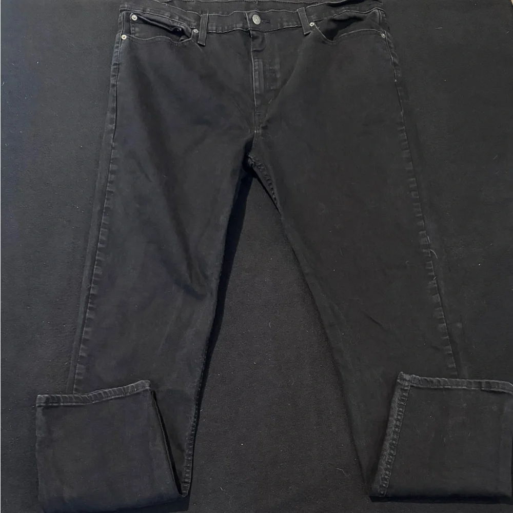 Levis 502 Jeans Mens 40x36 Black‎ Denim Zip Fly Red Tab